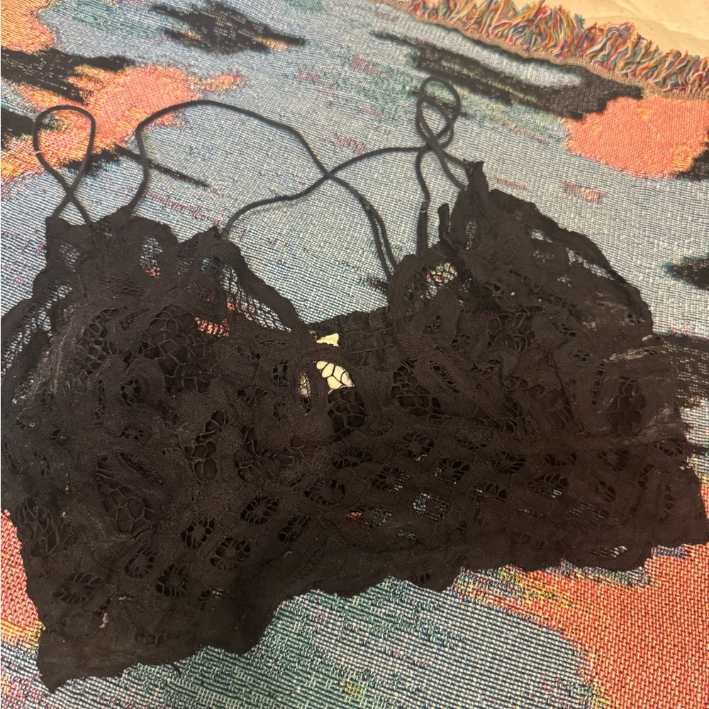 Free People Black Lace Bralette